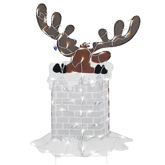 47'' Pre-Lit Reindeer Stuck in Chimney Decoration